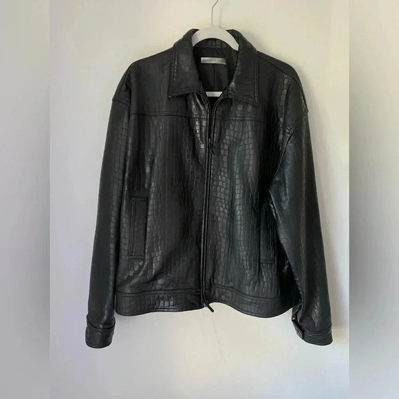 Jason Bunin Leather Jacket Men’s Large Black Motorcycle Y2K Vintage - Picture 1 of 9
